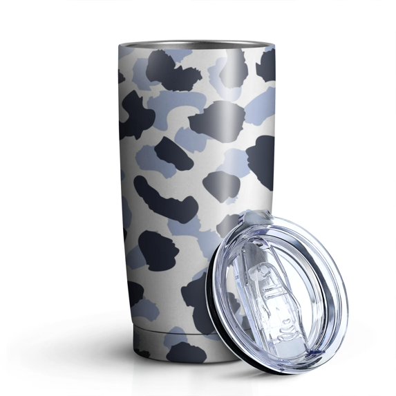20oz Tumblers Blue and Dark Blue Leopard Pattern Stainless Steel Vacuum Insulated Double Wall Travel Tumbler Cups Mug with Lid and Straw,Cleaning Brush for Cold & Hot Drinks