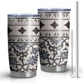 thumbnail image 1 of 20oz Tumblers Blue Geometric Flower Diamond Pattern Stainless Steel Vacuum Insulated Double Wall Travel Tumbler Cups Mug with Lid and Straw,Cleaning Brush for Cold & Hot Drinks, 1 of 1