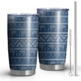thumbnail image 1 of 20oz Tumblers Blue Geometric Pattern with Elephants Stainless Steel Vacuum Insulated Double Wall Travel Tumbler Cups Mug with Lid and Straw,Cleaning Brush for Cold & Hot Drinks, 1 of 1
