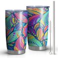 thumbnail image 1 of 20oz Tumblers Blue Pioneer Flower and Leaf Pattern Stainless Steel Vacuum Insulated Double Wall Travel Tumbler Cups Mug with Lid and Straw,Cleaning Brush for Cold & Hot Drinks, 1 of 1