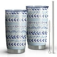 thumbnail image 1 of 20oz Tumblers Blue Striped Geometric Pattern Stainless Steel Vacuum Insulated Double Wall Travel Tumbler Cups Mug with Lid and Straw,Cleaning Brush for Cold & Hot Drinks, 1 of 1