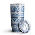 thumbnail image 1 of 20oz Tumblers Boho Blue Geometric Ethnic Pattern Stainless Steel Vacuum Insulated Double Wall Travel Tumbler Cups Mug with Lid and Straw,Cleaning Brush for Cold & Hot Drinks, 1 of 1