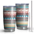 thumbnail image 1 of 20oz Tumblers Bright Tribal Striped Pattern Stainless Steel Vacuum Insulated Double Wall Travel Tumbler Cups Mug with Lid and Straw,Cleaning Brush for Cold & Hot Drinks, 1 of 1