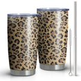 thumbnail image 1 of 20oz Tumblers Brown and Black Leopard Print Stainless Steel Vacuum Insulated Double Wall Travel Tumbler Cups Mug with Lid and Straw,Cleaning Brush for Cold & Hot Drinks, 1 of 1