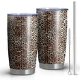 thumbnail image 1 of 20oz Tumblers Brown and Black Leopard Print Stainless Steel Vacuum Insulated Double Wall Travel Tumbler Cups Mug with Lid and Straw,Cleaning Brush for Cold & Hot Drinks, 1 of 1