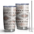 thumbnail image 1 of 20oz Tumblers Brown Triangular Geometric Pattern Stainless Steel Vacuum Insulated Double Wall Travel Tumbler Cups Mug with Lid and Straw,Cleaning Brush for Cold & Hot Drinks, 1 of 1