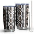 thumbnail image 1 of 20oz Tumblers Brown Triangular Geometric Pattern Stainless Steel Vacuum Insulated Double Wall Travel Tumbler Cups Mug with Lid and Straw,Cleaning Brush for Cold & Hot Drinks, 1 of 1