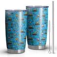thumbnail image 1 of 20oz Tumblers Cartoon Construction Vehicles Warning Signs Stainless Steel Vacuum Insulated Double Wall Travel Tumbler Cups Mug with Lid and Straw,Cleaning Brush for Cold & Hot Drinks, 1 of 1