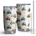thumbnail image 1 of 20oz Tumblers Cartoon Tractors Stars White Pattern Stainless Steel Vacuum Insulated Double Wall Travel Tumbler Cups Mug with Lid and Straw,Cleaning Brush for Cold & Hot Drinks, 1 of 1