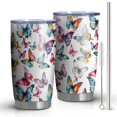 thumbnail image 1 of 20oz Tumblers Colorful Butterfly Pattern Stainless Steel Vacuum Insulated Double Wall Travel Tumbler Cups Mug with Lid and Straw,Cleaning Brush for Cold & Hot Drinks, 1 of 1