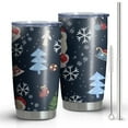 thumbnail image 1 of 20oz Tumblers Dark Blue Christmas Santa Pattern Stainless Steel Vacuum Insulated Double Wall Travel Tumbler Cups Mug with Lid and Straw,Cleaning Brush for Cold & Hot Drinks, 1 of 7