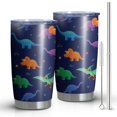 thumbnail image 1 of 20oz Tumblers Dark Blue Dinosaurs Colorful Pattern Stainless Steel Vacuum Insulated Double Wall Travel Tumbler Cups Mug with Lid and Straw,Cleaning Brush for Cold & Hot Drinks, 1 of 1