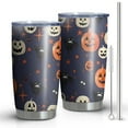 thumbnail image 1 of 20oz Tumblers Dark Blue Pumpkin Ghost Halloween Pattern Stainless Steel Vacuum Insulated Double Wall Travel Tumbler Cups Mug with Lid and Straw,Cleaning Brush for Cold & Hot Drinks, 1 of 7