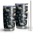 thumbnail image 1 of 20oz Tumblers Dark Green Leafy Dinosaurs Pattern Stainless Steel Vacuum Insulated Double Wall Travel Tumbler Cups Mug with Lid and Straw,Cleaning Brush for Cold & Hot Drinks, 1 of 1
