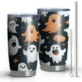 thumbnail image 1 of 20oz Tumblers Dark Halloween Ghosts Pumpkins and Stars Stainless Steel Vacuum Insulated Double Wall Travel Tumbler Cups Mug with Lid and Straw,Cleaning Brush for Cold & Hot Drinks, 1 of 7
