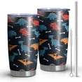 thumbnail image 1 of 20oz Tumblers Dinosaur and Bone Silhouette Pattern Stainless Steel Vacuum Insulated Double Wall Travel Tumbler Cups Mug with Lid and Straw,Cleaning Brush for Cold & Hot Drinks, 1 of 1