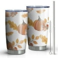 thumbnail image 1 of 20oz Tumblers Fall Pumpkins Leaves Pattern Stainless Steel Vacuum Insulated Double Wall Travel Tumbler Cups Mug with Lid and Straw,Cleaning Brush for Cold & Hot Drinks, 1 of 7