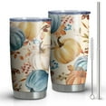 thumbnail image 1 of 20oz Tumblers Fall Pumpkins Leaves Pattern Stainless Steel Vacuum Insulated Double Wall Travel Tumbler Cups Mug with Lid and Straw,Cleaning Brush for Cold & Hot Drinks, 1 of 7