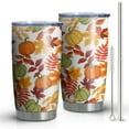 thumbnail image 1 of 20oz Tumblers Fall Pumpkins Leaves Pattern Stainless Steel Vacuum Insulated Double Wall Travel Tumbler Cups Mug with Lid and Straw,Cleaning Brush for Cold & Hot Drinks, 1 of 7