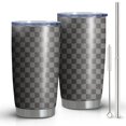 thumbnail image 1 of 20oz Tumblers Gray and Black Checkerboard Pattern Stainless Steel Vacuum Insulated Double Wall Travel Tumbler Cups Mug with Lid and Straw,Cleaning Brush for Cold & Hot Drinks, 1 of 1