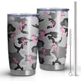 thumbnail image 1 of 20oz Tumblers Gray Camo Pink Ribbon Pattern Stainless Steel Vacuum Insulated Double Wall Travel Tumbler Cups Mug with Lid and Straw,Cleaning Brush for Cold & Hot Drinks, 1 of 1