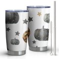 thumbnail image 1 of 20oz Tumblers Gray and Orange Halloween Pumpkins Stainless Steel Vacuum Insulated Double Wall Travel Tumbler Cups Mug with Lid and Straw,Cleaning Brush for Cold & Hot Drinks, 1 of 7