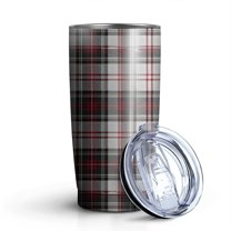 20oz Tumblers Gray Red Plaid Checkered Pattern Stainless Steel Vacuum Insulated Double Wall Travel Tumbler Cups Mug with Lid and Straw,Cleaning Brush for Cold & Hot Drinks