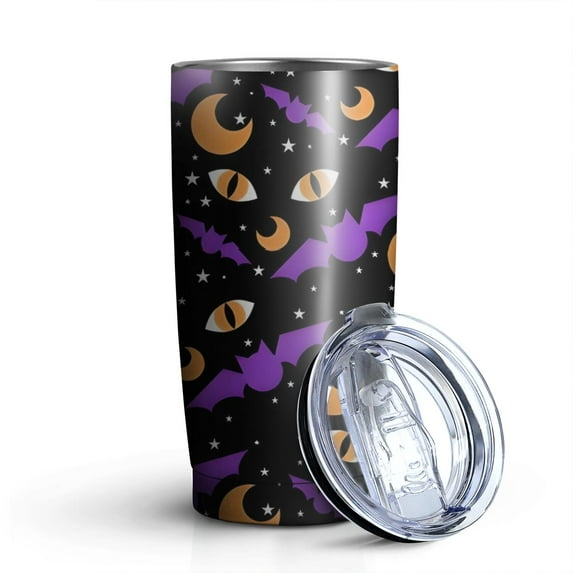 20oz Tumblers Halloween Bat Moon Eye Pattern Stainless Steel Vacuum Insulated Double Wall Travel Tumbler Cups Mug with Lid and Straw,Cleaning Brush for Cold & Hot Drinks