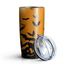 20oz Tumblers Halloween Bat Silhouette Pattern Stainless Steel Vacuum Insulated Double Wall Travel Tumbler Cups Mug with Lid and Straw,Cleaning Brush for Cold & Hot Drinks