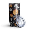 thumbnail image 1 of 20oz Tumblers Halloween Ghost Pumpkin Medley Pattern Stainless Steel Vacuum Insulated Double Wall Travel Tumbler Cups Mug with Lid and Straw,Cleaning Brush for Cold & Hot Drinks, 1 of 7