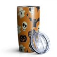thumbnail image 1 of 20oz Tumblers Halloween Ghosts Skulls Bats and Pumpkins Stainless Steel Vacuum Insulated Double Wall Travel Tumbler Cups Mug with Lid and Straw,Cleaning Brush for Cold & Hot Drinks, 1 of 7