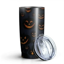 20oz Tumblers Halloween Glowing Pumpkins Pattern Stainless Steel Vacuum Insulated Double Wall Travel Tumbler Cups Mug with Lid and Straw,Cleaning Brush for Cold & Hot Drinks