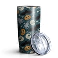 thumbnail image 1 of 20oz Tumblers Halloween Spooky Icons Pattern Stainless Steel Vacuum Insulated Double Wall Travel Tumbler Cups Mug with Lid and Straw,Cleaning Brush for Cold & Hot Drinks, 1 of 7