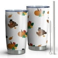 thumbnail image 1 of 20oz Tumblers Happy Thanksgiving Turkey Fall Pumpkin Stainless Steel Vacuum Insulated Double Wall Travel Tumbler Cups Mug with Lid and Straw,Cleaning Brush for Cold & Hot Drinks, 1 of 7