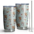 thumbnail image 1 of 20oz Tumblers Lightblue Highland Cow Flower Bucket Pattern Stainless Steel Vacuum Insulated Double Wall Travel Tumbler Cups Mug with Lid and Straw,Cleaning Brush for Cold & Hot Drinks, 1 of 1