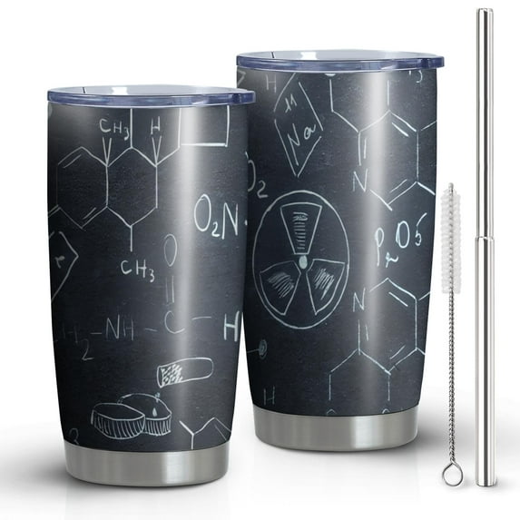 20oz Tumblers Math Equations Science Symbols Black Pattern Stainless Steel Vacuum Insulated Double Wall Travel Tumbler Cups Mug with Lid and Straw,Cleaning Brush for Cold & Hot Drinks