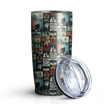 20oz Tumblers Multicolor Bigfoot and Text Pattern Stainless Steel Vacuum Insulated Double Wall Travel Tumbler Cups Mug with Lid and Straw,Cleaning Brush for Cold & Hot Drinks