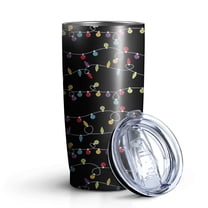 20oz Tumblers Multicolor Christmas Light Pattern Stainless Steel Vacuum Insulated Double Wall Travel Tumbler Cups Mug with Lid and Straw,Cleaning Brush for Cold & Hot Drinks