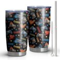 thumbnail image 1 of 20oz Tumblers Multicolor Controllers Games Text Black Pattern Stainless Steel Vacuum Insulated Double Wall Travel Tumbler Cups Mug with Lid and Straw,Cleaning Brush for Cold & Hot Drinks, 1 of 1