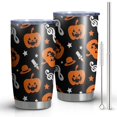 thumbnail image 1 of 20oz Tumblers Musical Halloween Icons Pattern Stainless Steel Vacuum Insulated Double Wall Travel Tumbler Cups Mug with Lid and Straw,Cleaning Brush for Cold & Hot Drinks, 1 of 7