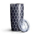 thumbnail image 1 of 20oz Tumblers Navy and White Geometric Lattice Pattern Stainless Steel Vacuum Insulated Double Wall Travel Tumbler Cups Mug with Lid and Straw,Cleaning Brush for Cold & Hot Drinks, 1 of 1
