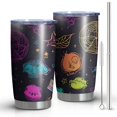 thumbnail image 1 of 20oz Tumblers Neon Halloween Pattern Stainless Steel Vacuum Insulated Double Wall Travel Tumbler Cups Mug with Lid and Straw,Cleaning Brush for Cold & Hot Drinks, 1 of 7