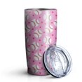 thumbnail image 1 of 20oz Tumblers Pink Baseballs Pattern Stainless Steel Vacuum Insulated Double Wall Travel Tumbler Cups Mug with Lid and Straw,Cleaning Brush for Cold & Hot Drinks, 1 of 1