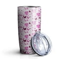 thumbnail image 1 of 20oz Tumblers Pink Breast Cancer and Pioneer Flower Stainless Steel Vacuum Insulated Double Wall Travel Tumbler Cups Mug with Lid and Straw,Cleaning Brush for Cold & Hot Drinks, 1 of 7