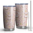 thumbnail image 1 of 20oz Tumblers Pink Chicken White Brown Pattern Stainless Steel Vacuum Insulated Double Wall Travel Tumbler Cups Mug with Lid and Straw,Cleaning Brush for Cold & Hot Drinks, 1 of 1