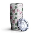 thumbnail image 1 of 20oz Tumblers Pink Christmas Santa and Tree Pattern Stainless Steel Vacuum Insulated Double Wall Travel Tumbler Cups Mug with Lid and Straw,Cleaning Brush for Cold & Hot Drinks, 1 of 7