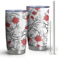 thumbnail image 1 of 20oz Tumblers Pioneer Flower Floral Print Pattern Stainless Steel Vacuum Insulated Double Wall Travel Tumbler Cups Mug with Lid and Straw,Cleaning Brush for Cold & Hot Drinks, 1 of 1