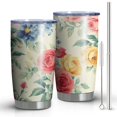 thumbnail image 1 of 20oz Tumblers Pioneer Flower Floral Print Pattern Stainless Steel Vacuum Insulated Double Wall Travel Tumbler Cups Mug with Lid and Straw,Cleaning Brush for Cold & Hot Drinks, 1 of 1