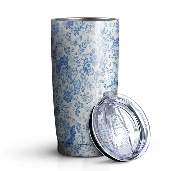 20oz Tumblers Pioneer Flower Floral Print Pattern Stainless Steel Vacuum Insulated Double Wall Travel Tumbler Cups Mug with Lid and Straw,Cleaning Brush for Cold & Hot Drinks