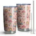 thumbnail image 1 of 20oz Tumblers Princess Mushroom Castle Pattern Stainless Steel Vacuum Insulated Double Wall Travel Tumbler Cups Mug with Lid and Straw,Cleaning Brush for Cold & Hot Drinks, 1 of 1